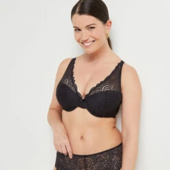 SOUTIEN-GORGE AMPLI FOULARD NOIR -Rougegorge Boutique 11145701 C