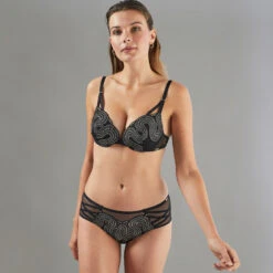 SHORTY TULLE BRODE NOIR/ARGENT -Rougegorge Boutique 11296900 D