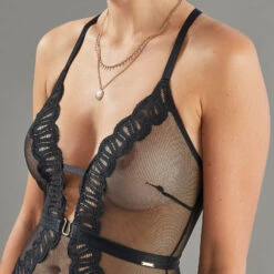 BODYSTRING TULLE BRODE NOIR -Rougegorge Boutique 11297400 Z