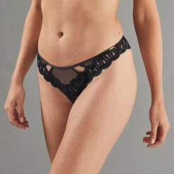 TANGA TULLE BRODE NOIR