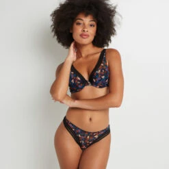 STRING TULLE BRODE NOIR/ROSE -Rougegorge Boutique 11302800 D