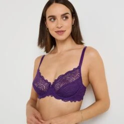 SOUTIEN-GORGE EMBOITANT DENTELLE VIOLET -Rougegorge Boutique 11311804 M