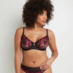 SOUTIEN-GORGE CORBEILLE BRODE MULTICO NOIR