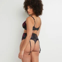 SERRE-TAILLE TULLE BRODE MULTICO NOIR -Rougegorge Boutique 20006600 D