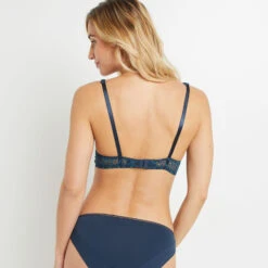 SOUTIEN-GORGE AMPLI FOULARD DENTELLE MULTICO BLEU -Rougegorge Boutique 20009500 D