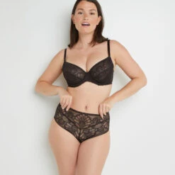 CULOTTE TAILLE HAUTE DENTELLE MARRON 4 CULOTTE TAILLE HAUTE DENTELLE MARRON -Rougegorge Boutique 20010400 D