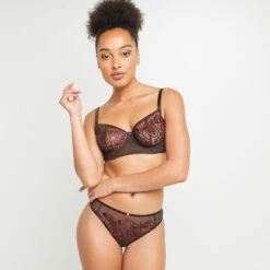 STRING TULLE BRODE MARRON -Rougegorge Boutique 20013800 D