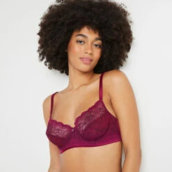 SOUTIEN-GORGE EMBOITANT DENTELLE BORDEAUX -Rougegorge Boutique 20014600 M