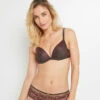 SOUTIEN-GORGE PUSH TULLE BRODE MARRON -Rougegorge Boutique 20015300 F