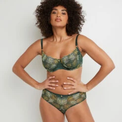 SHORTY TULLE BRODE VERT FONCE -Rougegorge Boutique 20024400 D