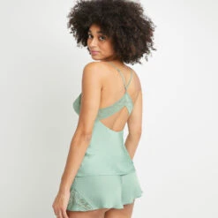 BASIL TOP DENTELLE ET SATIN MAT Vert Clair 5 BASIL TOP DENTELLE ET SATIN MAT Vert Clair -Rougegorge Boutique 20029400 D