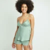 BASIL TOP DENTELLE ET SATIN MAT Vert Clair 2 BASIL TOP DENTELLE ET SATIN MAT Vert Clair -Rougegorge Boutique 20029400 F