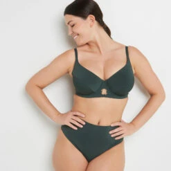 Lisa MAILLOT DE BAIN CULOTTE HAUTE VERT FONCE -Rougegorge Boutique 20045801 C