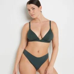 Lisa MAILLOT DE BAIN SLIP HIGH LEG VERT FONCE -Rougegorge Boutique 20047101 D