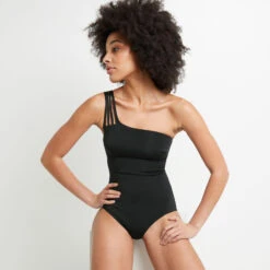 Lisa MAILLOT DE BAIN 1 PIECE 1 EPAULE NOIR -Rougegorge Boutique 20050200 C