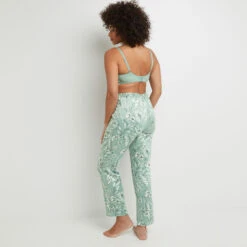 PANTALON SATIN IMPRIME Vert Clair -Rougegorge Boutique 20063900 D