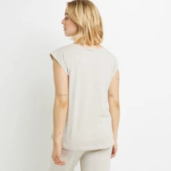 TEE SHIRT MANCHES COURTES COTON BEIGE -Rougegorge Boutique 20070502 D