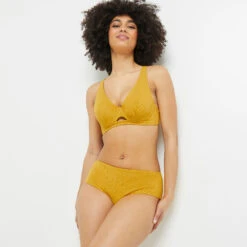 MAILLOT DE BAIN CULOTTE HAUTE JAUNE -Rougegorge Boutique 20072300 D