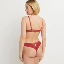 TANGA BRESILIEN TULLE BRODE MULTICO ORANGE -Rougegorge Boutique 20076500 Z