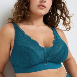 SOUTIEN-GORGE SANS ARMATURES GRANDE TAILLE TURQUOISE -Rougegorge Boutique 21138901 Z