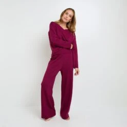 PANTALON AVEC LUREX BORDEAUX