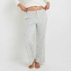 PANTALON DE PYJAMA VELOURS MULTICO BLANC -Rougegorge Boutique 21182400 C