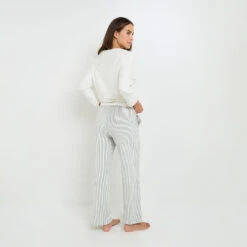 PANTALON DE PYJAMA VELOURS MULTICO BLANC -Rougegorge Boutique 21182400 D