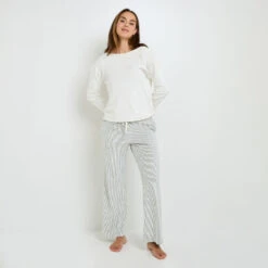 PANTALON DE PYJAMA VELOURS MULTICO BLANC