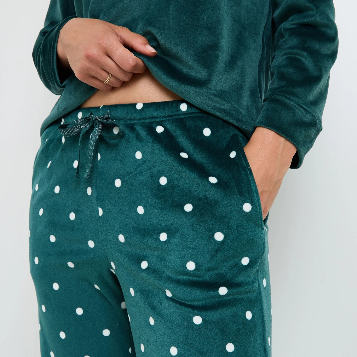 PANTALON DE PYJAMA VELOURS MULTICO VERT PANTALON DE PYJAMA VELOURS MULTICO VERT -Rougegorge Boutique 21182402 Z