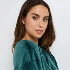 TEE-SHIRT MANCHES LONGUES VELOURS VERT FONCE 4 TEE-SHIRT MANCHES LONGUES VELOURS VERT FONCE -Rougegorge Boutique 21188203 Z