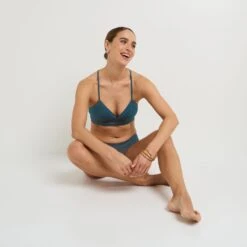 SOUTIEN-GORGE SANS ARMATURES AMPLI DENTELLE BLEU