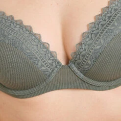 SOUTIEN-GORGE AMPLIFORME DENTELLE ET MICROF KAKI -Rougegorge Boutique 21288200 Z