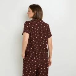 CHEMISE MANCHES COURTES MULTICO MARRON -Rougegorge Boutique 21355001 D