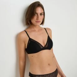 SOUTIEN-GORGE SANS ARMATURES AMPLI DENTELLE NOIR
