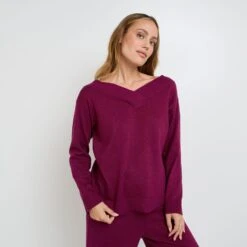 PULL AVEC LUREX BORDEAUX