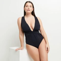 MAILLOT DE BAIN 1 PIECE FOULARD NOIR -Rougegorge Boutique 42585600 C