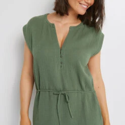 TUNIQUE GAZE DE COTON KAKI 4 TUNIQUE GAZE DE COTON KAKI -Rougegorge Boutique 42595302 Z