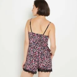 SHORT VISCOSE NOIR/ROSE -Rougegorge Boutique 43187002 D